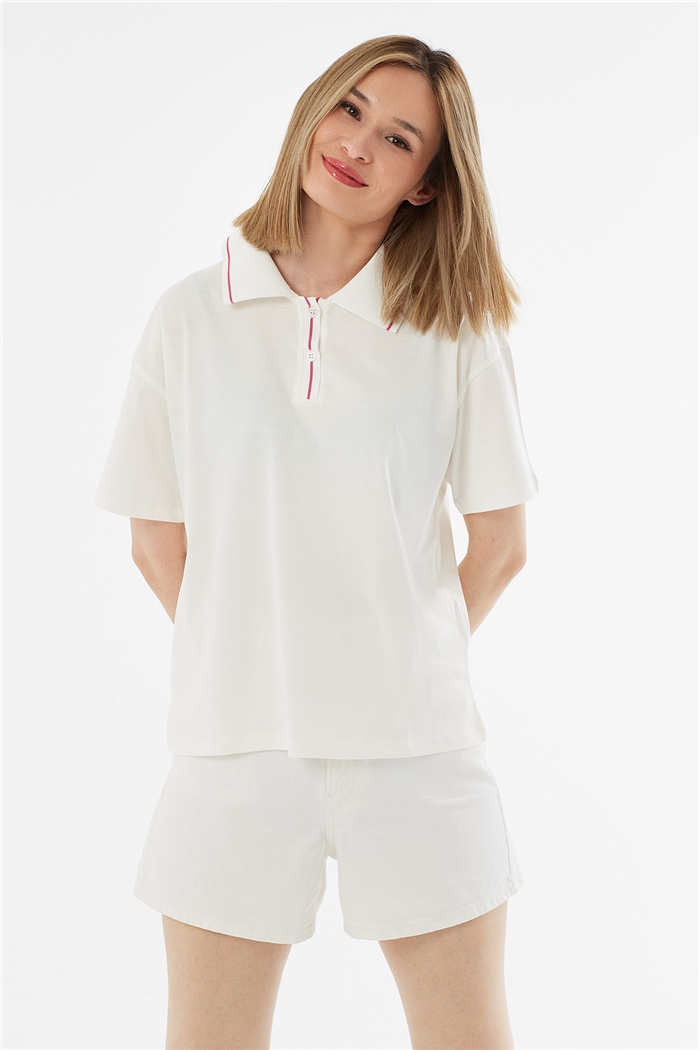Avrile Polo Yaka T-Shirt  EKRU  A21-10524