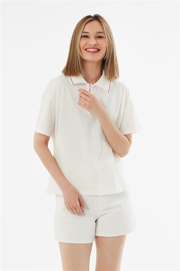 Avrile Polo Yaka T-Shirt  EKRU  A21-10524