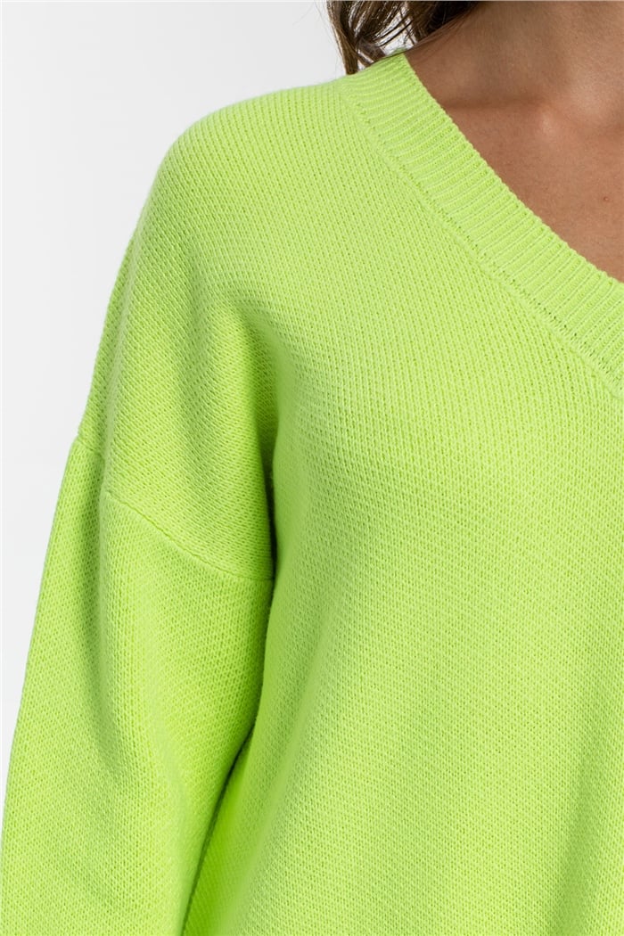 Avrile Salaş V Yaka Triko Tunik  NEON SARI  A91861-S