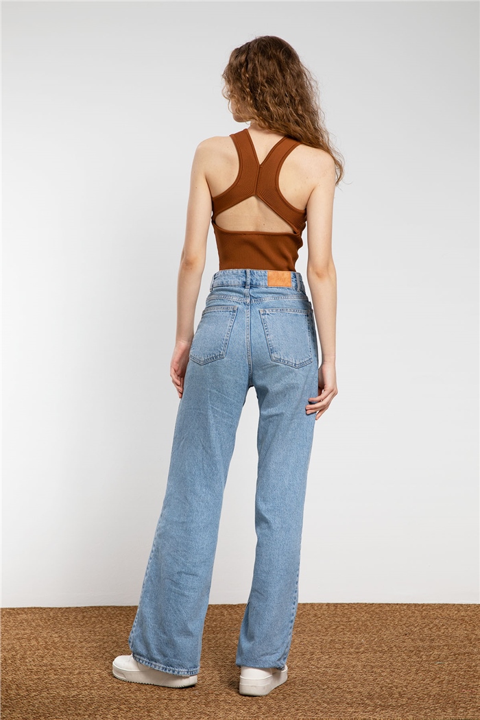 Avrile Sırtı Dekolteli Triko Bluz  TABA  A91765-S