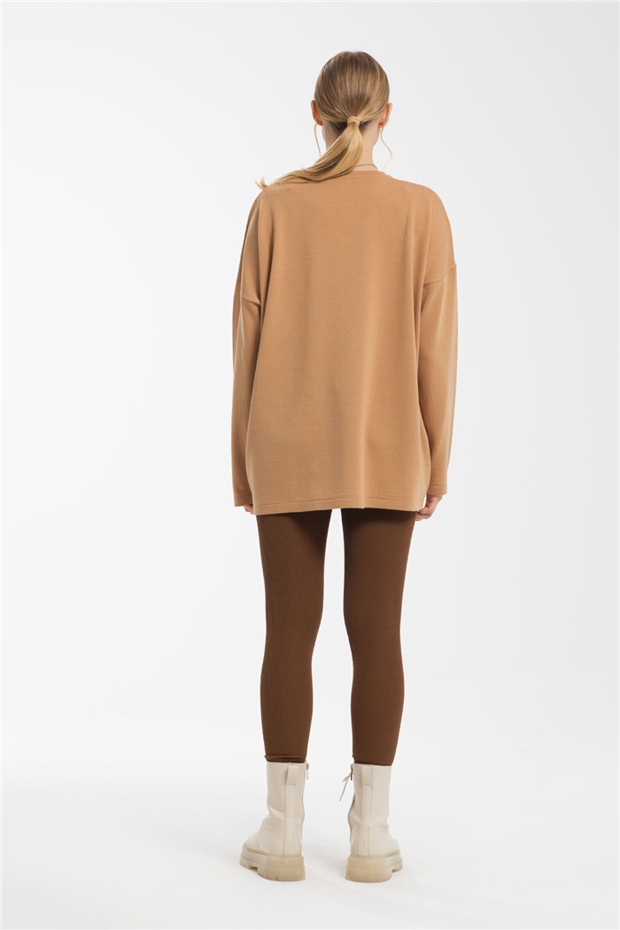 Avrile Tek Cepli Salaş Triko Kazak  CAMEL  A91908-S