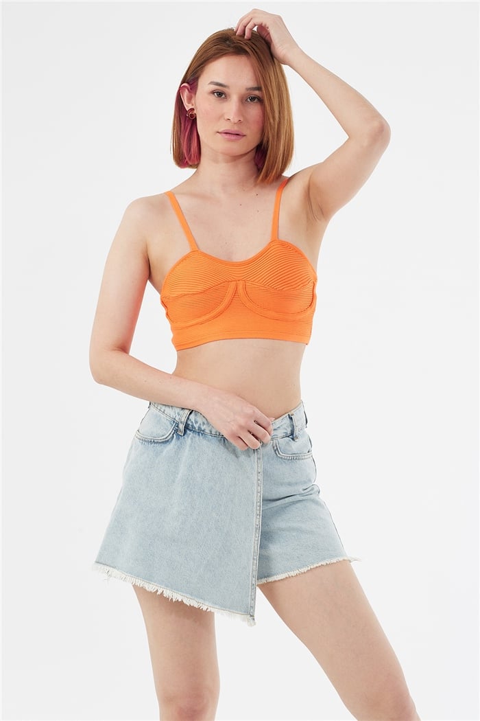 Avrile Tiktaklı Triko Büstiyer  NEON ORANJ  A91767-S