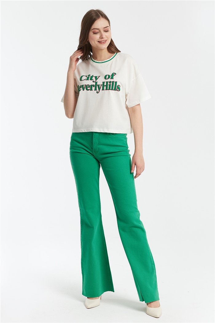 Avrile Yazı Baskılı T-Shirt  EKRU  A21-10526