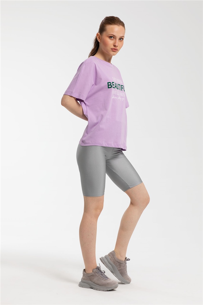 Avrile Yazı Baskılı T-Shirt  LİLA  A21-10457