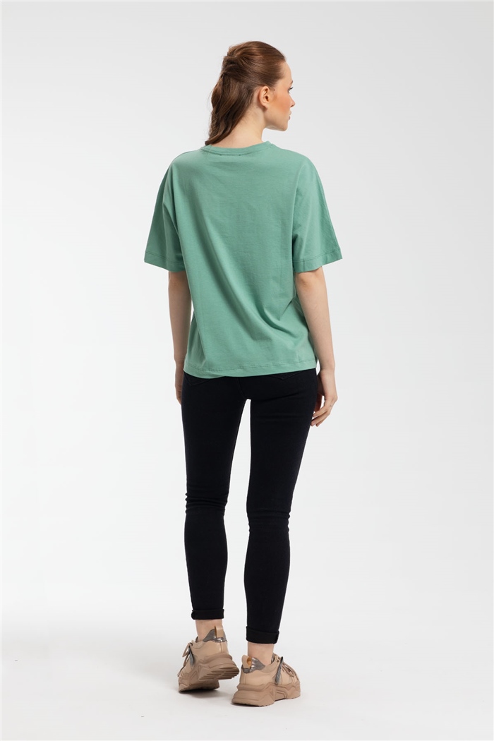 Avrile Yazı Baskılı T-Shirt  MİNT YEŞİLİ  A21-10457