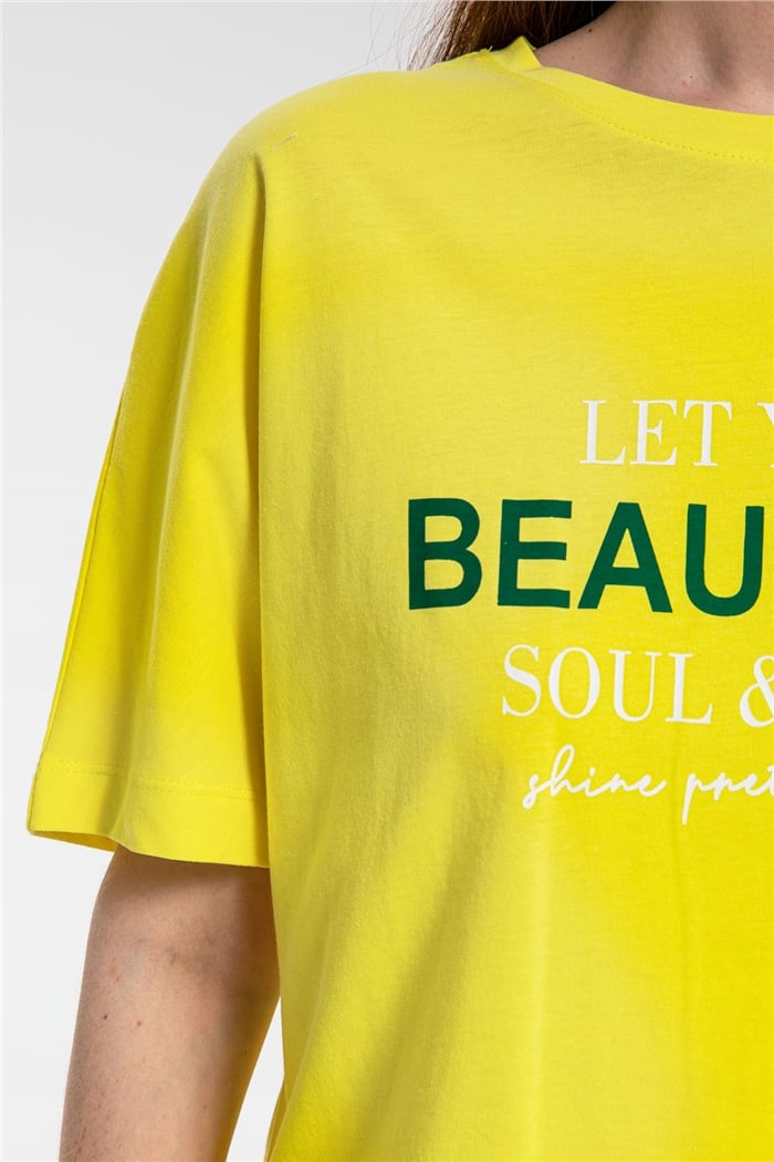 Avrile Yazı Baskılı T-Shirt  SARI  A21-10457