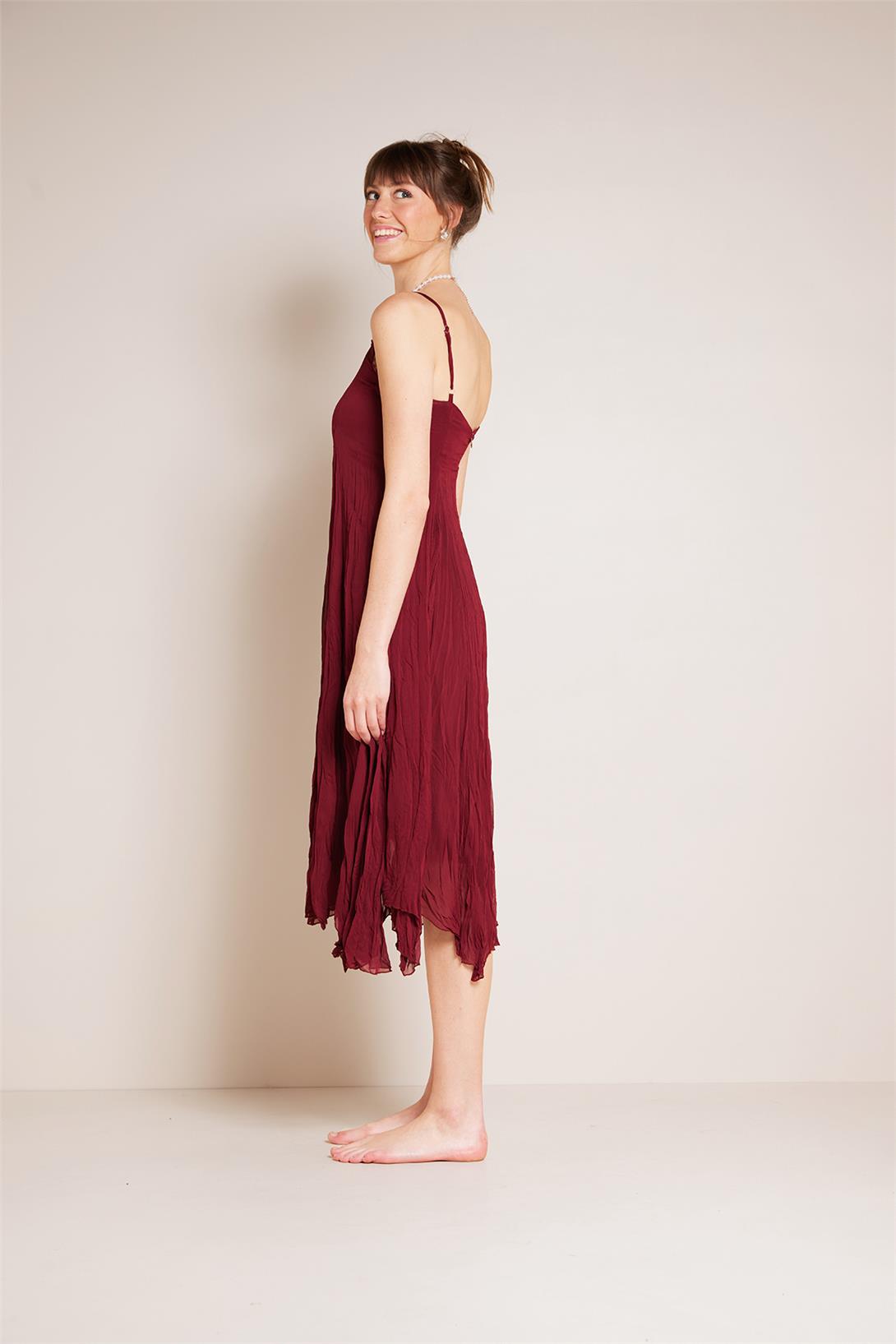 HAPPINESS  DANTEL DETAYLI ASKILI ELBİSE BORDO N25-2073