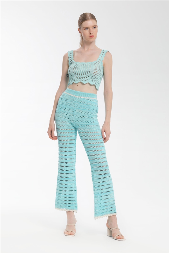 Nisan Ajur Desenli Triko Pantolon  AQUA  TT3198-Z