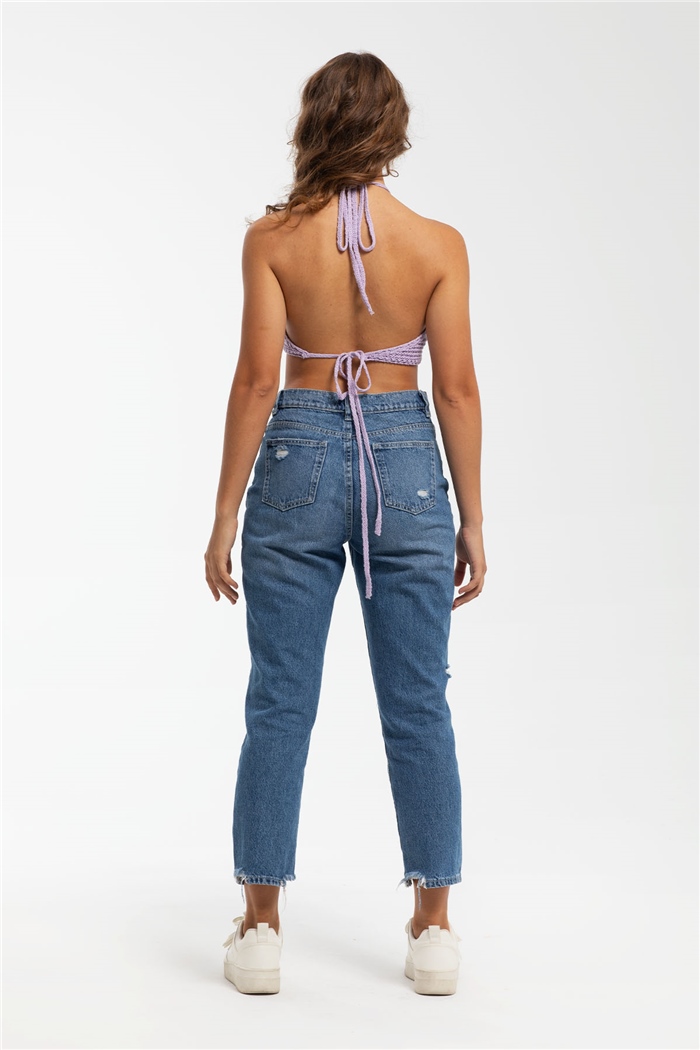 Nisan Ajurlu Triko Crop  LİLA  TT3220-Z