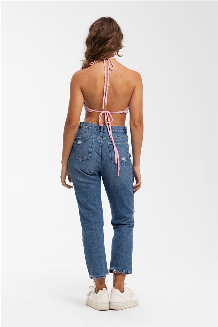 Nisan Ajurlu Triko Crop  PEMBE  TT3220-Z