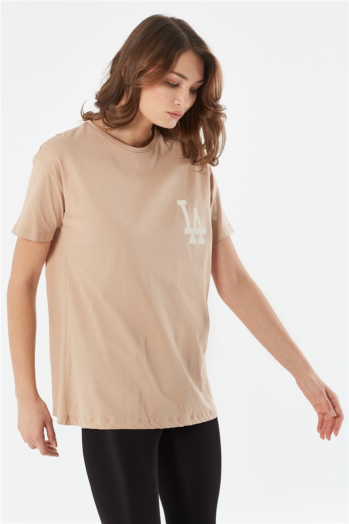 Nisan BASKILI T SHIRT  BEJ  N22-1310