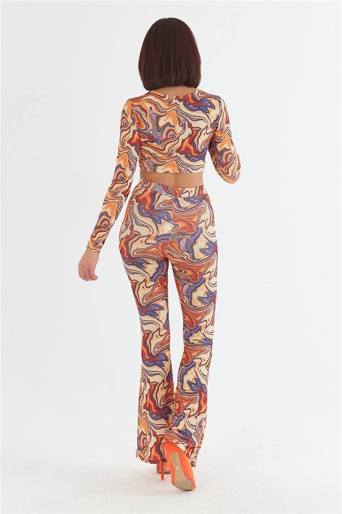 Nisan BEL BİYE DETAYLI BLUZ  ORANJ  N22-1363