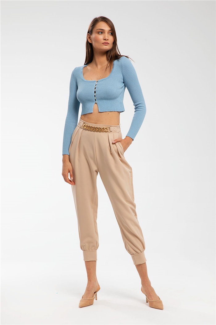 Nisan Beli Zincirli Pantolon  BEJ  N21-1144