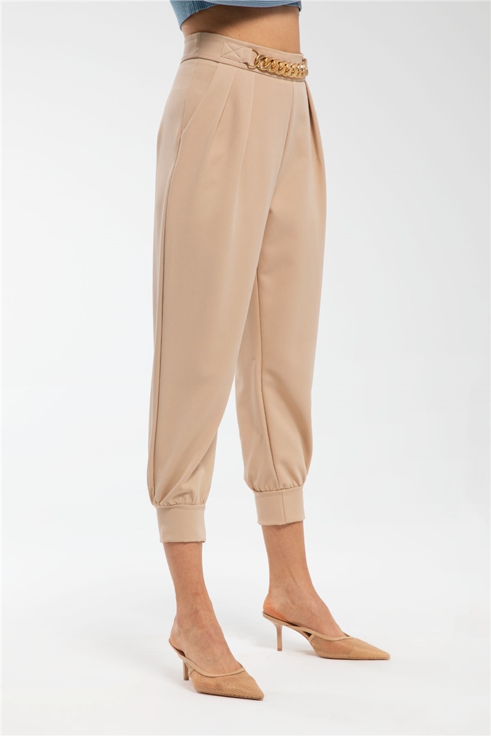 Nisan Beli Zincirli Pantolon  BEJ  N21-1144