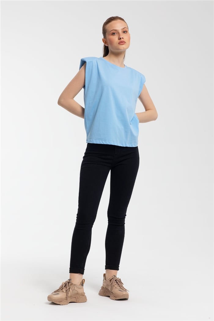 Nisan Bisiklet Yaka Vatkalı T-Shirt  BEBE MAVİ  N21-1122