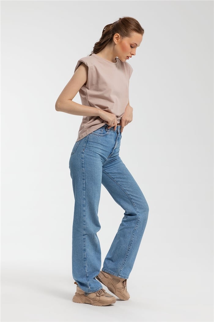 Nisan Bisiklet Yaka Vatkalı T-Shirt  BEJ  N21-1122