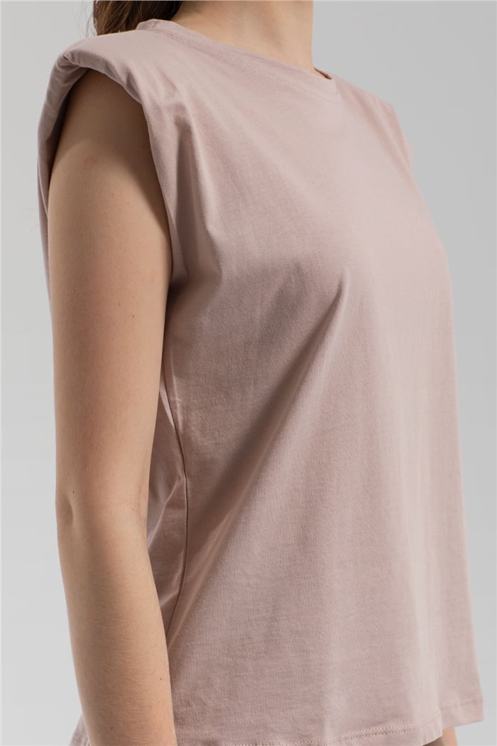 Nisan Bisiklet Yaka Vatkalı T-Shirt  BEJ  N21-1122