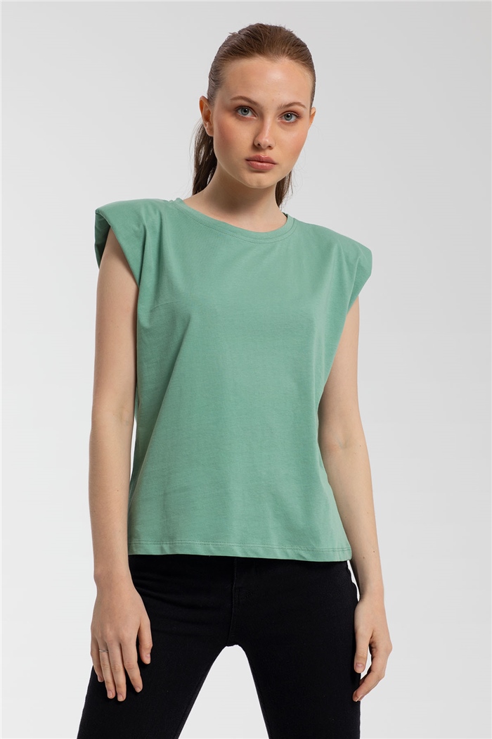 Nisan Bisiklet Yaka Vatkalı T-Shirt  ÇAĞLA YEŞİLİ  N21-1122