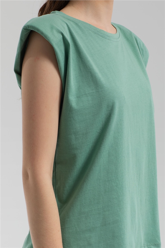 Nisan Bisiklet Yaka Vatkalı T-Shirt  ÇAĞLA YEŞİLİ  N21-1122
