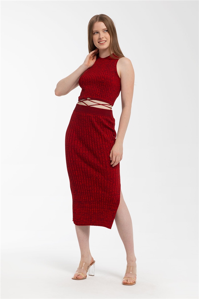 Nisan Bluz Etek Takım  BORDO  TT3228-T