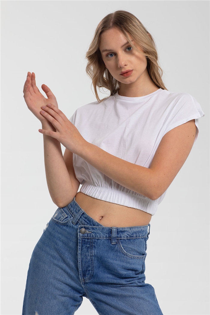 Nisan Crop Bluz  BEYAZ  N21-1043
