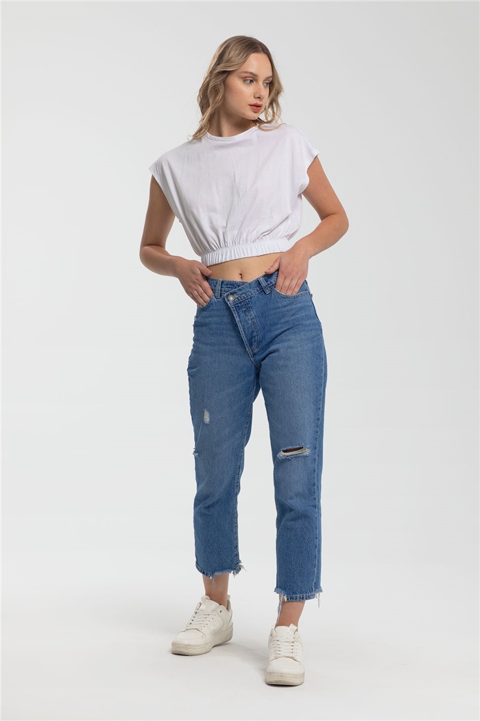 Nisan Crop Bluz  BEYAZ  N21-1043