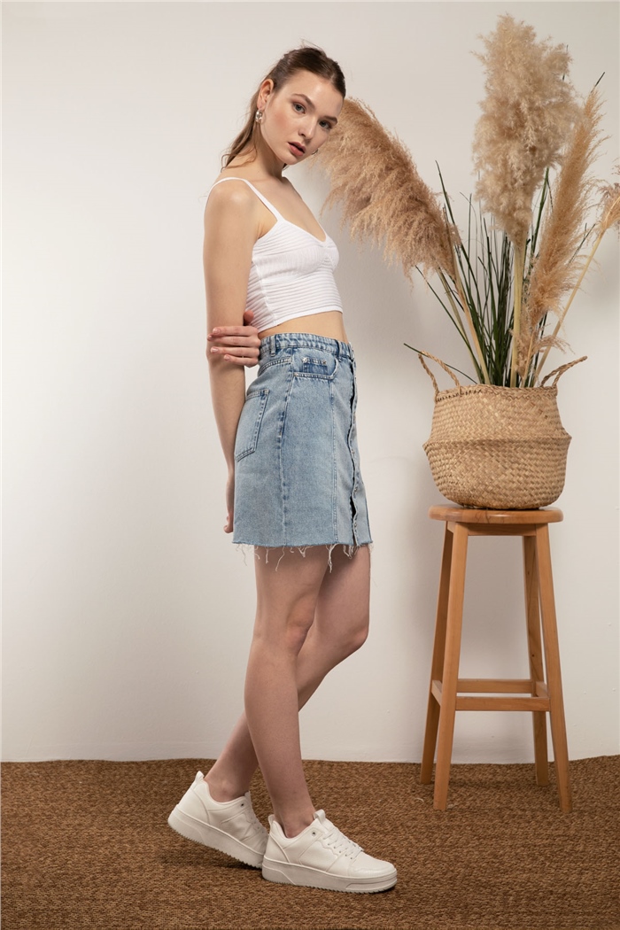 Nisan Crop Triko Atlet  BEYAZ  TT3091-Z