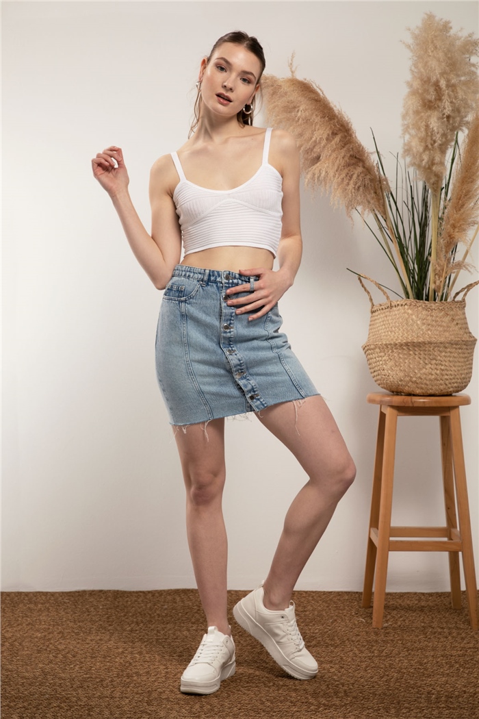 Nisan Crop Triko Atlet  BEYAZ  TT3091-Z