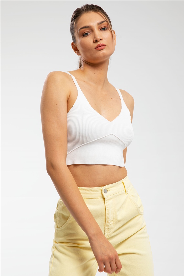 Nisan Crop Triko Atlet  BEYAZ  TT3141-Z