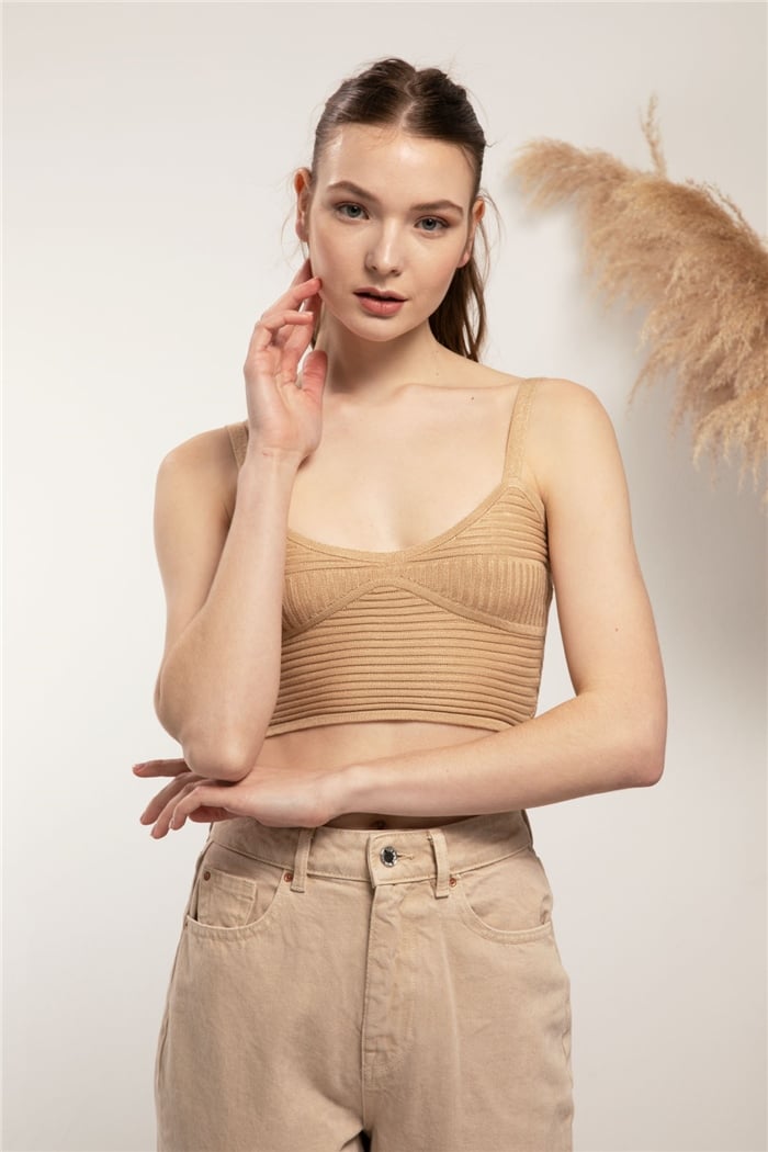 Nisan Crop Triko Atlet  CAMEL  TT3091-Z