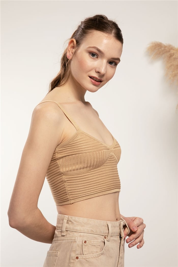 Nisan Crop Triko Atlet  CAMEL  TT3091-Z