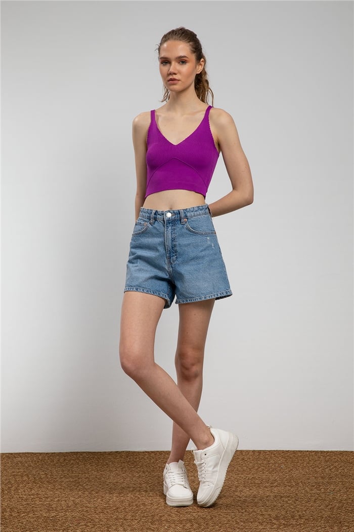 Nisan Crop Triko Atlet  MOR  TT3141-Z