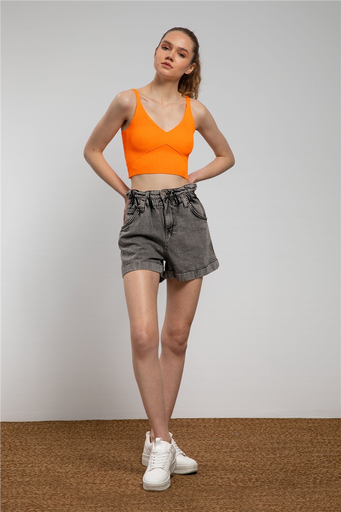 Nisan Crop Triko Atlet  NEON ORANJ  TT3141-Z