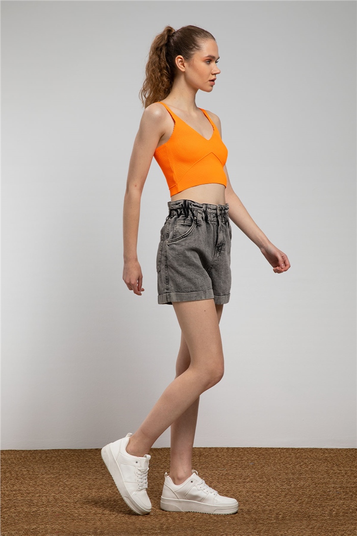 Nisan Crop Triko Atlet  NEON ORANJ  TT3141-Z