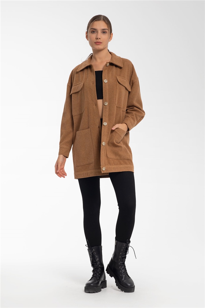 Nisan Düğmeli Mont  CAMEL  N21-1245