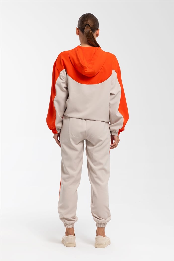 Nisan Fermuarlı Garnili Sweatshirt  BEJ-ORANJ  N21-1223