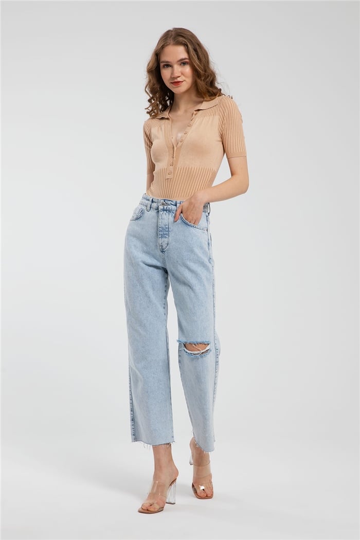 Nisan Gömlek Yaka Triko Zıbın  CAMEL  TT3123-Z