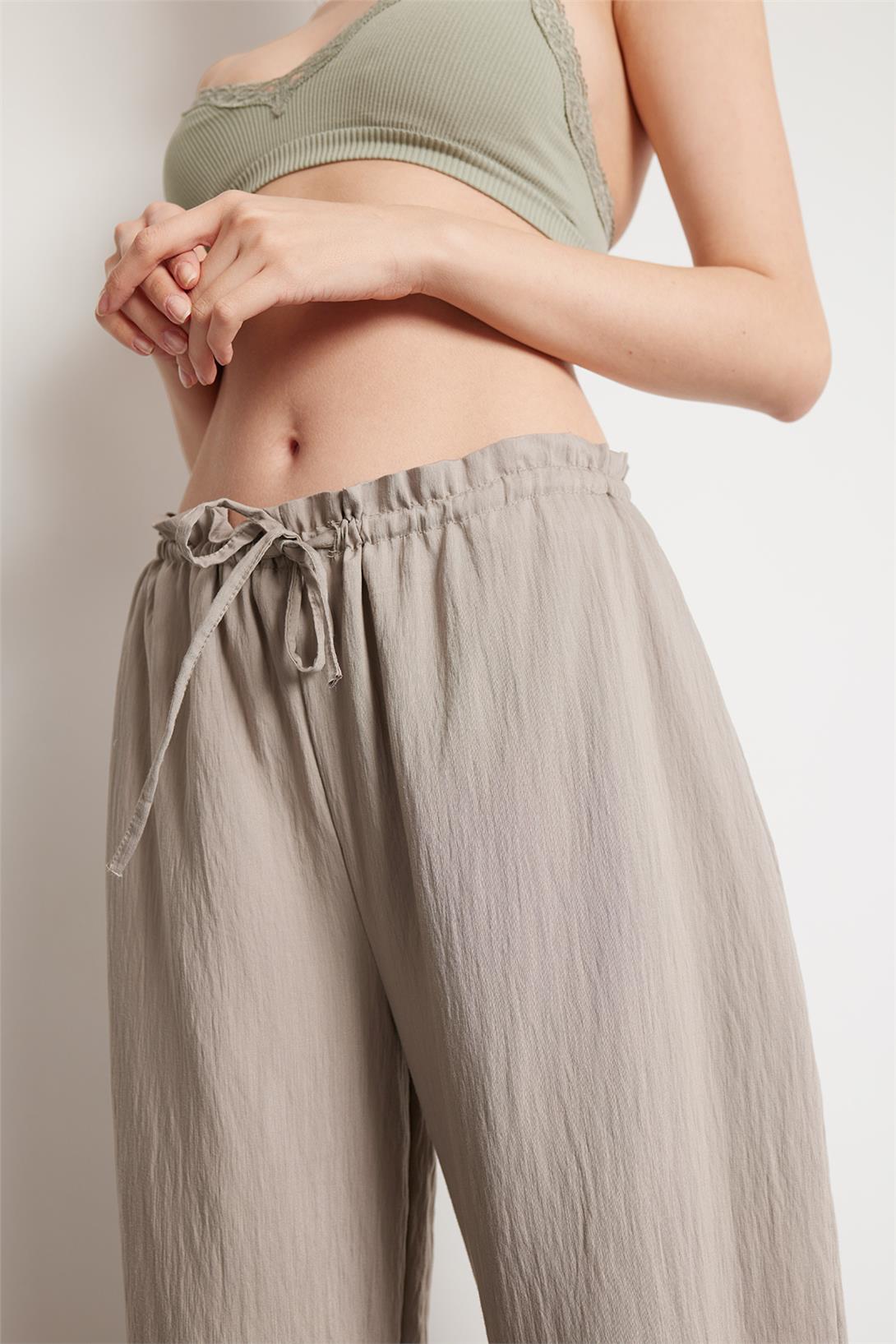 Nisan Kadın BELİ BÜZGÜLÜ  PANTOLON HAKİ N24-1835