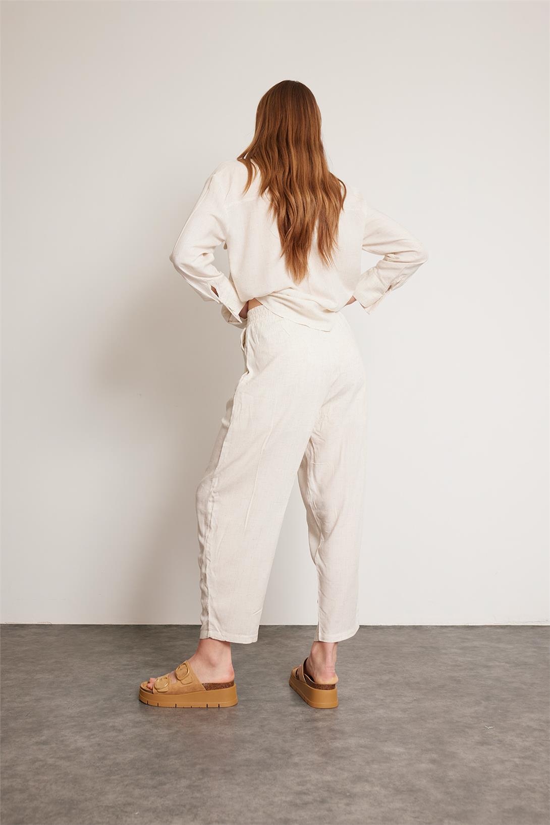 Nisan Kadın BELİ LASTİKLİ PANTOLON EKRU N24-1839
