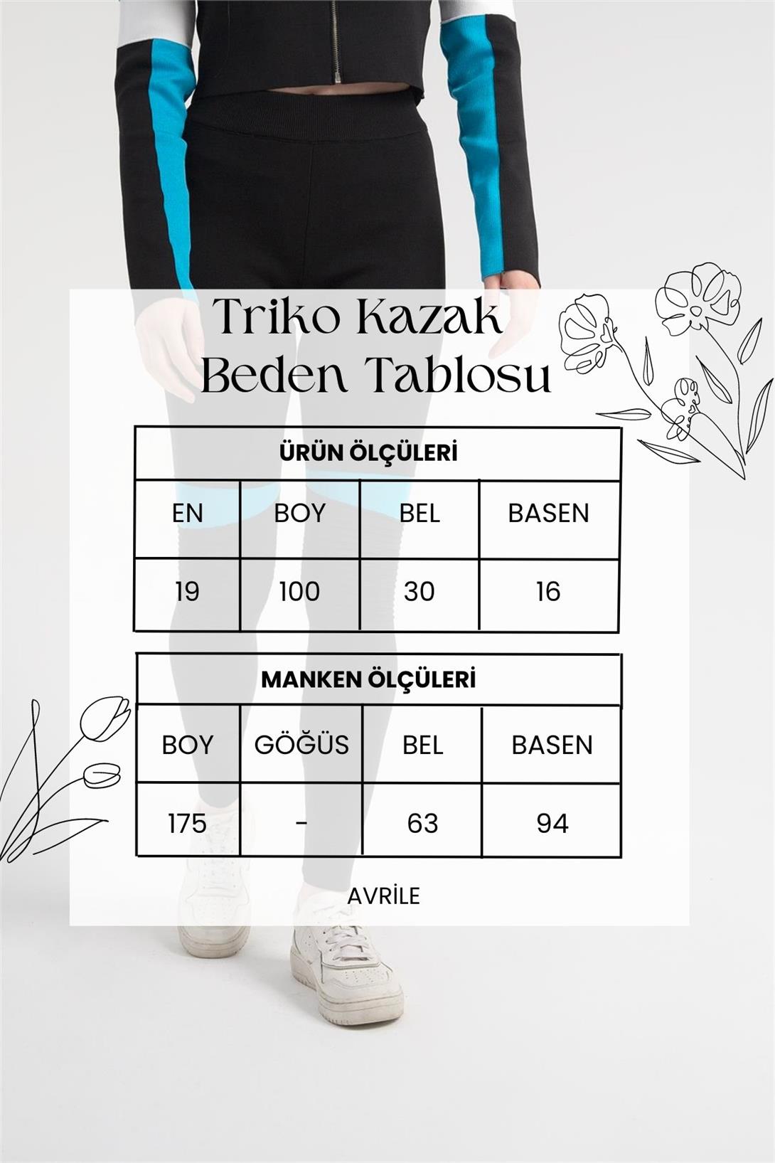 Nisan Kadın Garnili Triko Tayt SİYAH-AQUA TT3795-Z