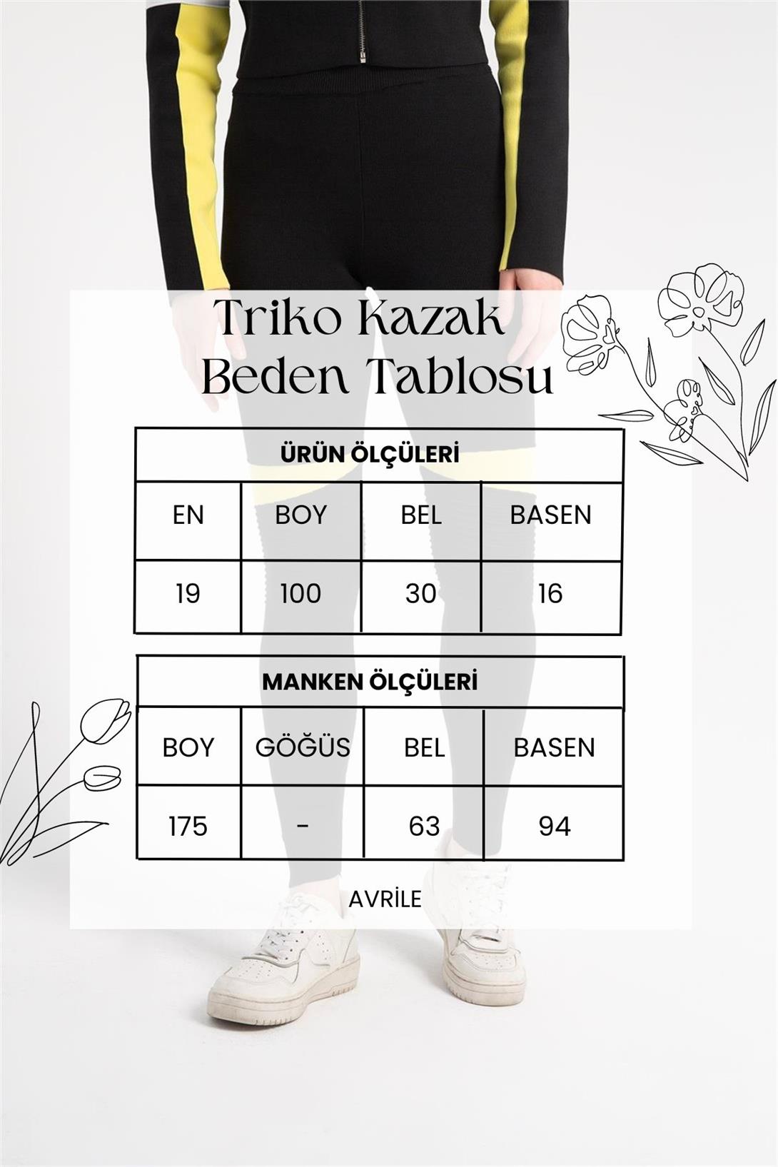 Nisan Kadın Garnili Triko Tayt SİYAH-SARI TT3795-Z