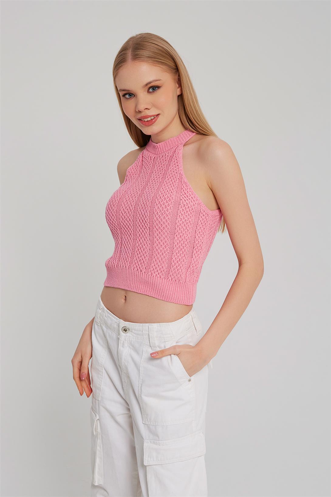 Nisan Kadın Halter Yaka Triko Atlet PEMBE TT3878-Z