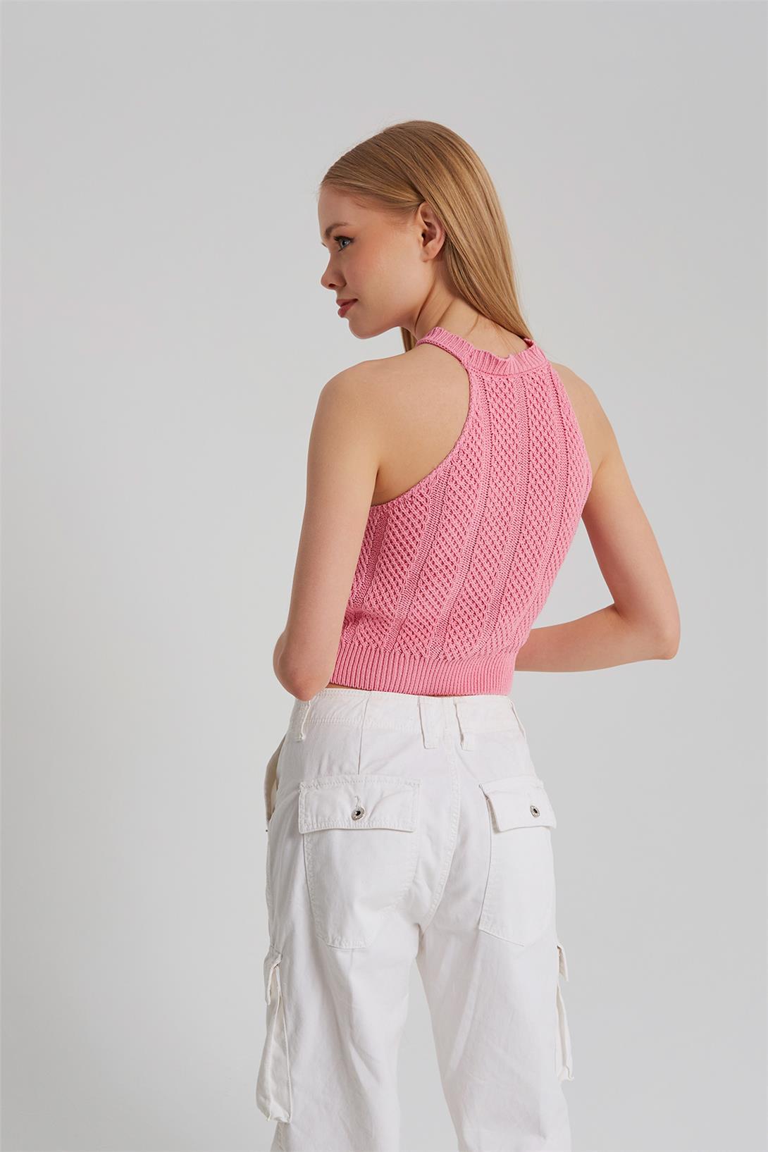 Nisan Kadın Halter Yaka Triko Atlet PEMBE TT3878-Z