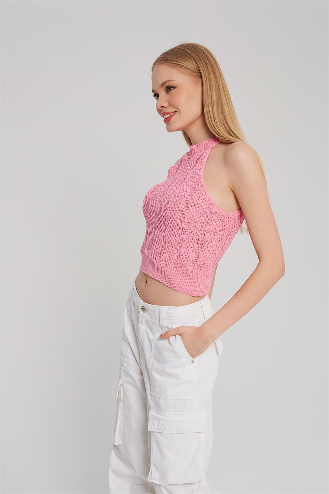Nisan Kadın Halter Yaka Triko Atlet PEMBE TT3878-Z