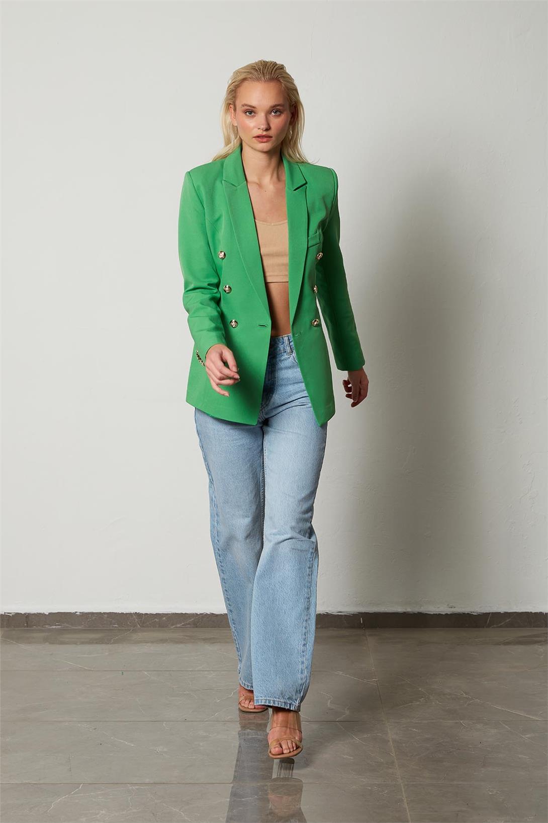 Nisan Kadın Kruvaze Blazer Ceket YEŞİL N23-1592
