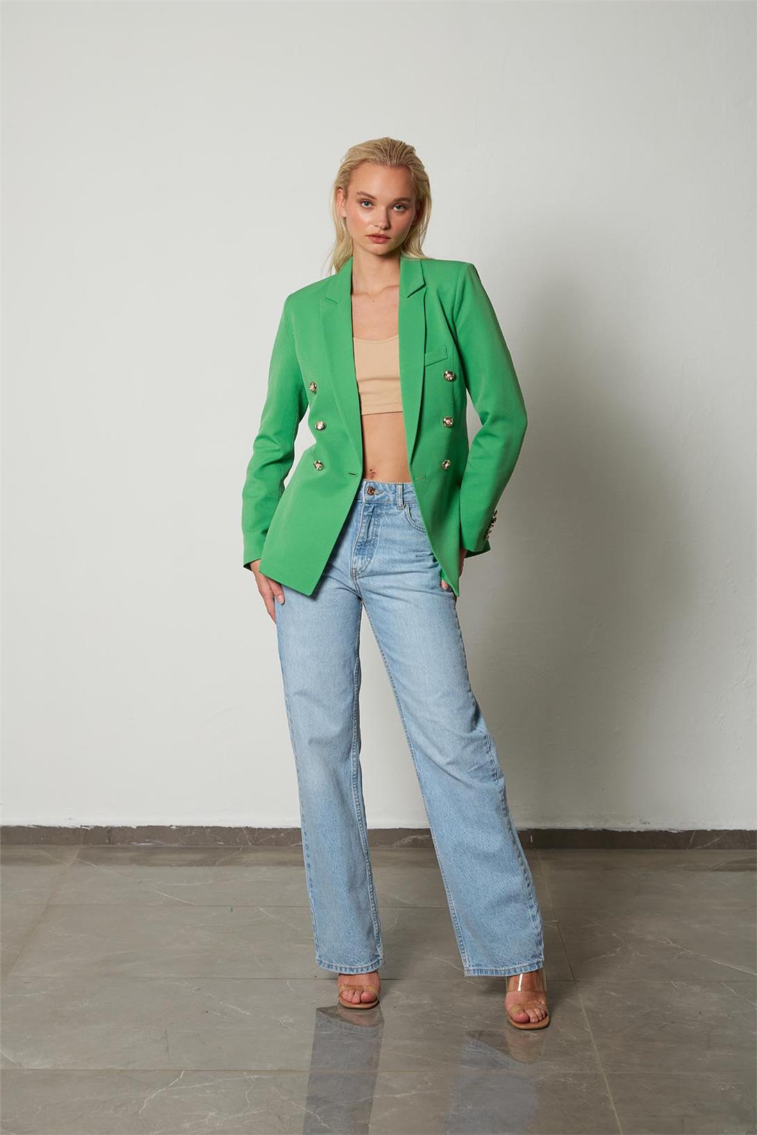 Nisan Kadın Kruvaze Blazer Ceket YEŞİL N23-1592