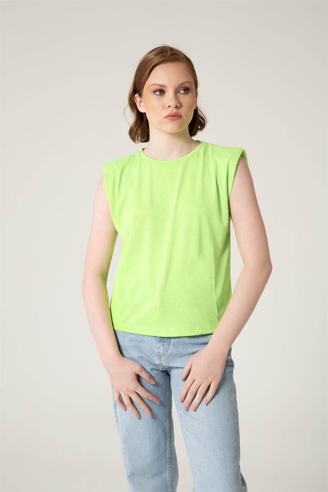 Nisan Kadın VATKALI T-SHIRT NEON YEŞİL N22-1325