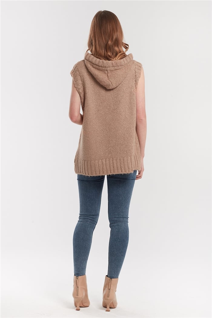 Nisan Kapşonlu Triko Süveter  CAMEL  TT3355-Z