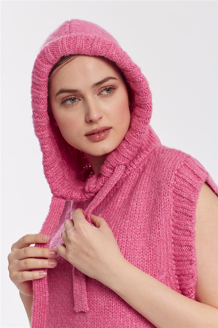 Nisan Kapşonlu Triko Süveter  PEMBE  TT3355-Z