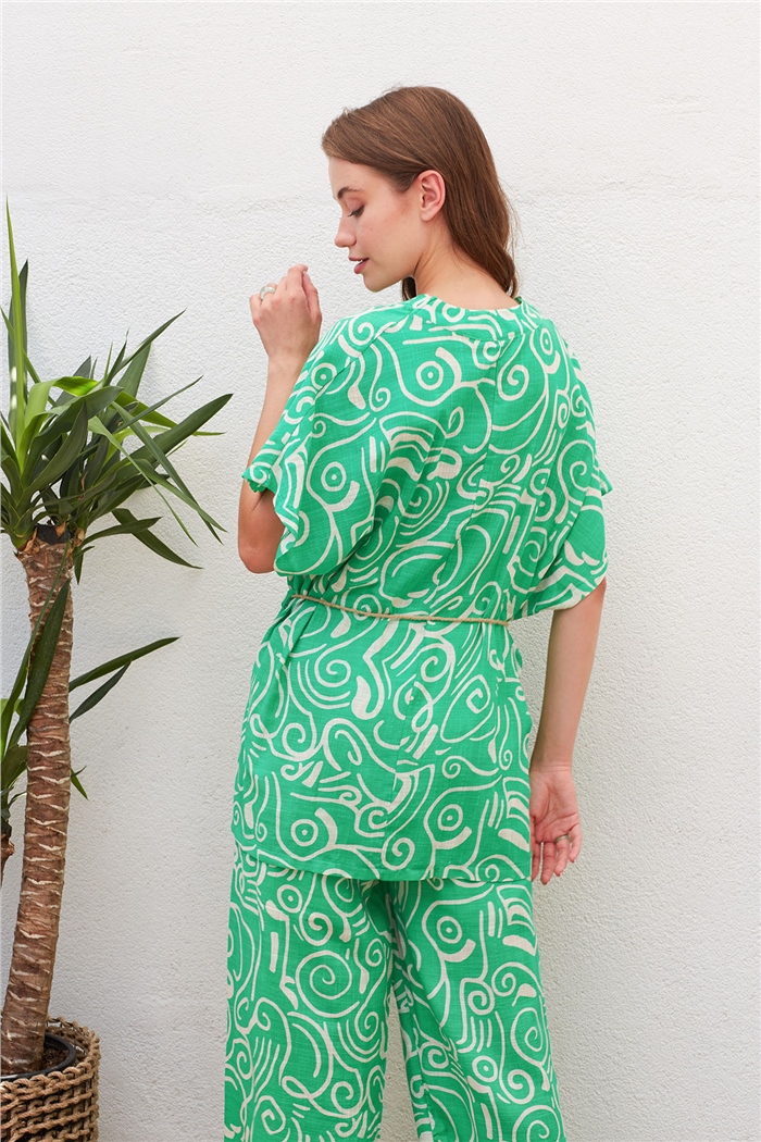 Nisan Keten Hasır Kemerli Kimono  BENETTON  N22-1468